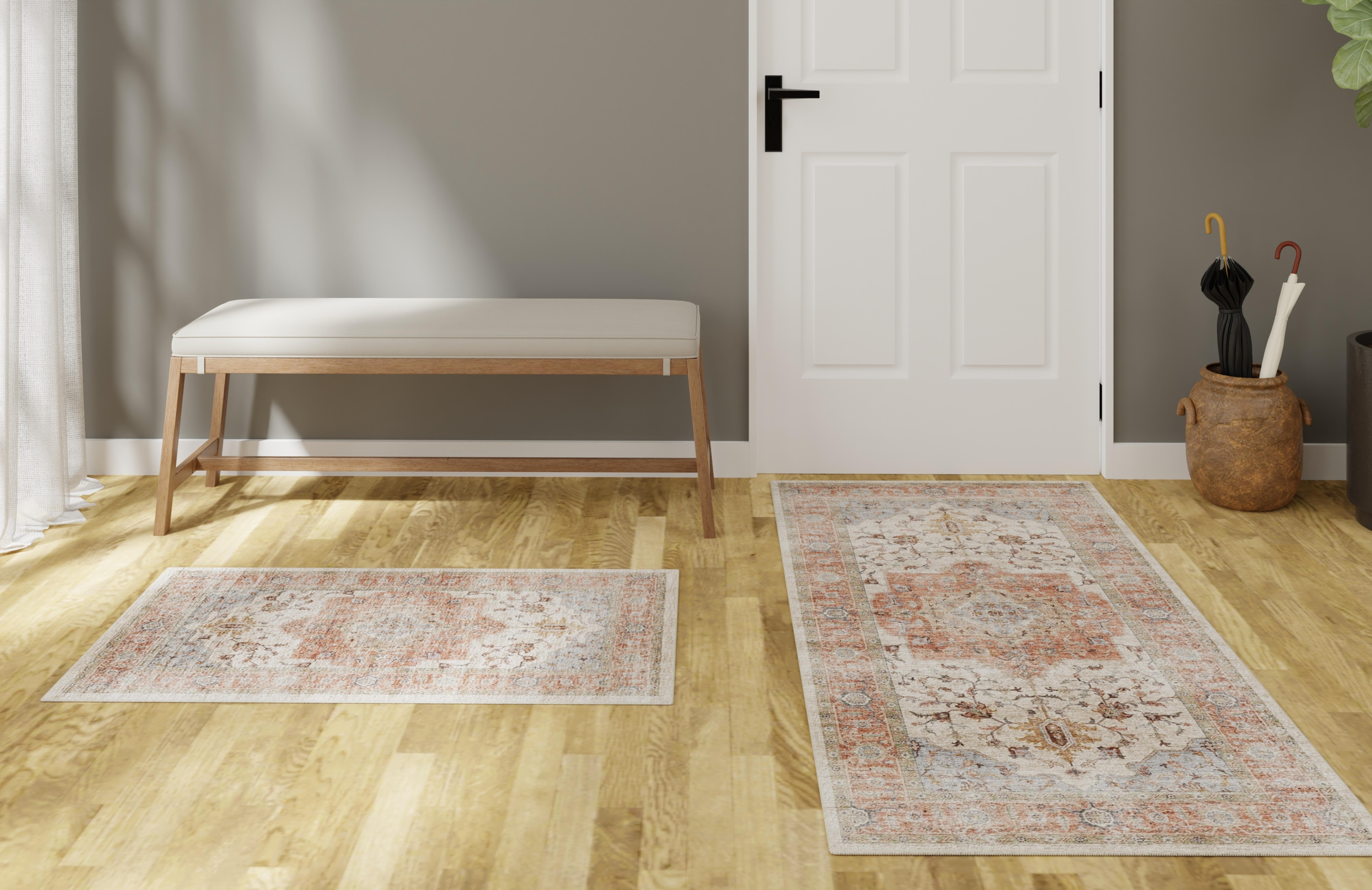Mainstays Ensemble de Tapis d’appoint lavables de style persan, rose, paquet de 2, 18 x 30 po et 24 x 48 po