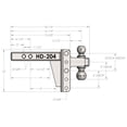 thumbnail image 2 of Bulletproof Hitches Trailer Hitch Ball Mount HD204 For 2 Inch Receiver; Lockable Lock Sold Separate; 22 000 Pound Gross Trailer Weight; Adjustable 4 Inch Drop/4 Inch Rise; Non Swivel; Non-Extendable, 2 of 11