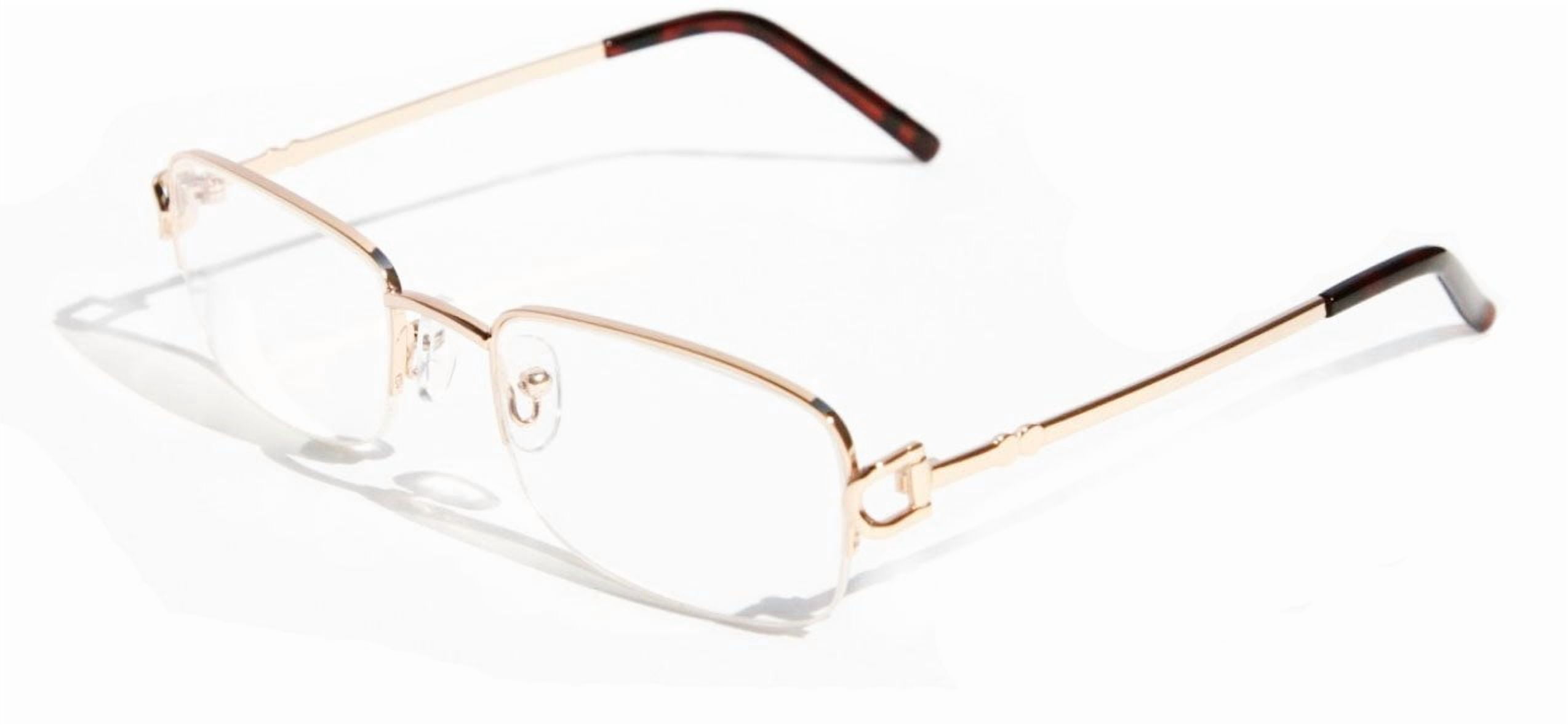 V.W.E. Rectangular Half Rim Metal Reading Glasses With Anti-reflective AR Coating (Gold, 2.25)