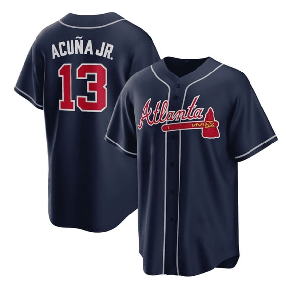 Chandail de Baseball pour Hommes Atlanta Braves ACUNA JR.13# OLSON 28# ALBIES 1# Réplique pour Adulte avec Nom de Joueur Chandail de Sport