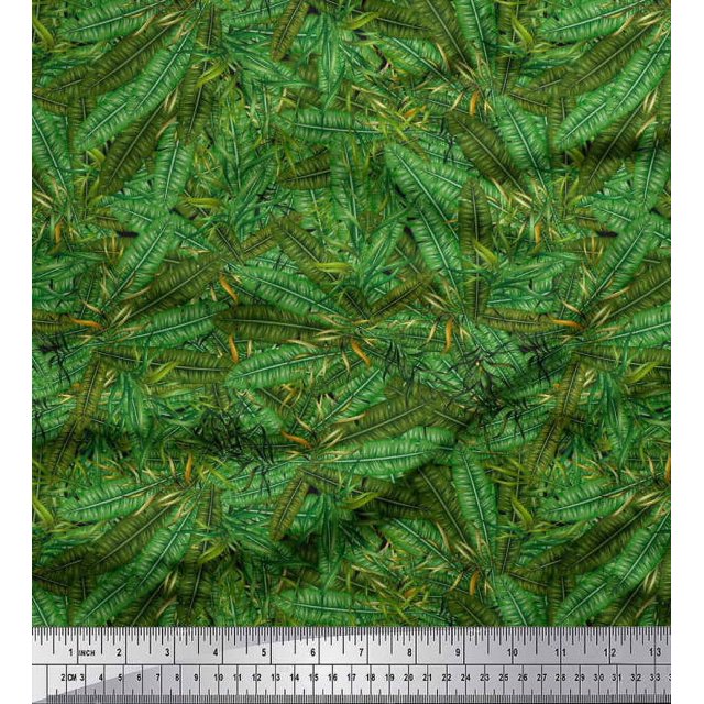 Soimoi Poly Georgette Fabric Palm Leaves Print Sewing Fabric Yard 42 Inch Wide