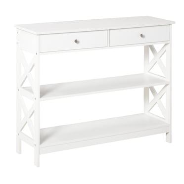 HOMCOM Table Console avec Étagères Tiroirs pour Salon Entrée Chambre