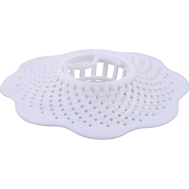 Peerless Collecteur de Cheveux en Caoutchouc pour Drain de Douche, Blanc, avec Conception en Caoutchouc flexible Présentant un Bord Festonné et une surface Perforée avec des Poils Courts. Il Convient à la Plupart des Éviers, Baignoires Ou drains de Douche, Utilisant une Aspiration Naturelle pour Maintenir Solidement et Empêcher les Cheveux et les Débris d'Obstruer les drains. Convient Aussi à l'Utilisation dans les Éviers de Cuisine pour Attraper les Particules Alimentaires.