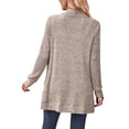 thumbnail image 2 of MAWCLOS Ladies Cardigan Sweater Long Sleeve Knitted Sweaters Solid Color Cardigans Cozy Work Open Front Khaki L, 2 of 3