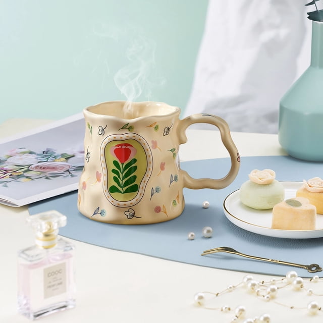 PALIFEUR Kitchen Gadgets Ceramic Mug Ladies' High-value Home Coffee Cup Exquisite Milk Cup Breakfast Cup