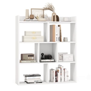 Patiojoy 7 Cubes Open-back Bookshelf Home Display Étagère horizontale Bibliothèque Unité autonome avec anti-stop pour l'étude Salon Blanc