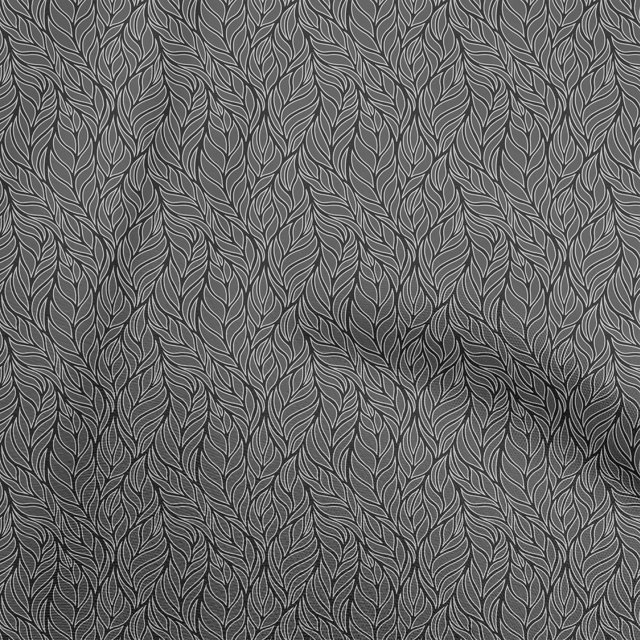 oneOone Velvet Gray Fabric Leaves Sewing Craft Projects Fabric Prints By Yard 58 Inch Wide