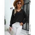 thumbnail image 4 of Charmo Chandail à Col en V pour Femmes, Coupe Ample, Tricoté, 4 of 5