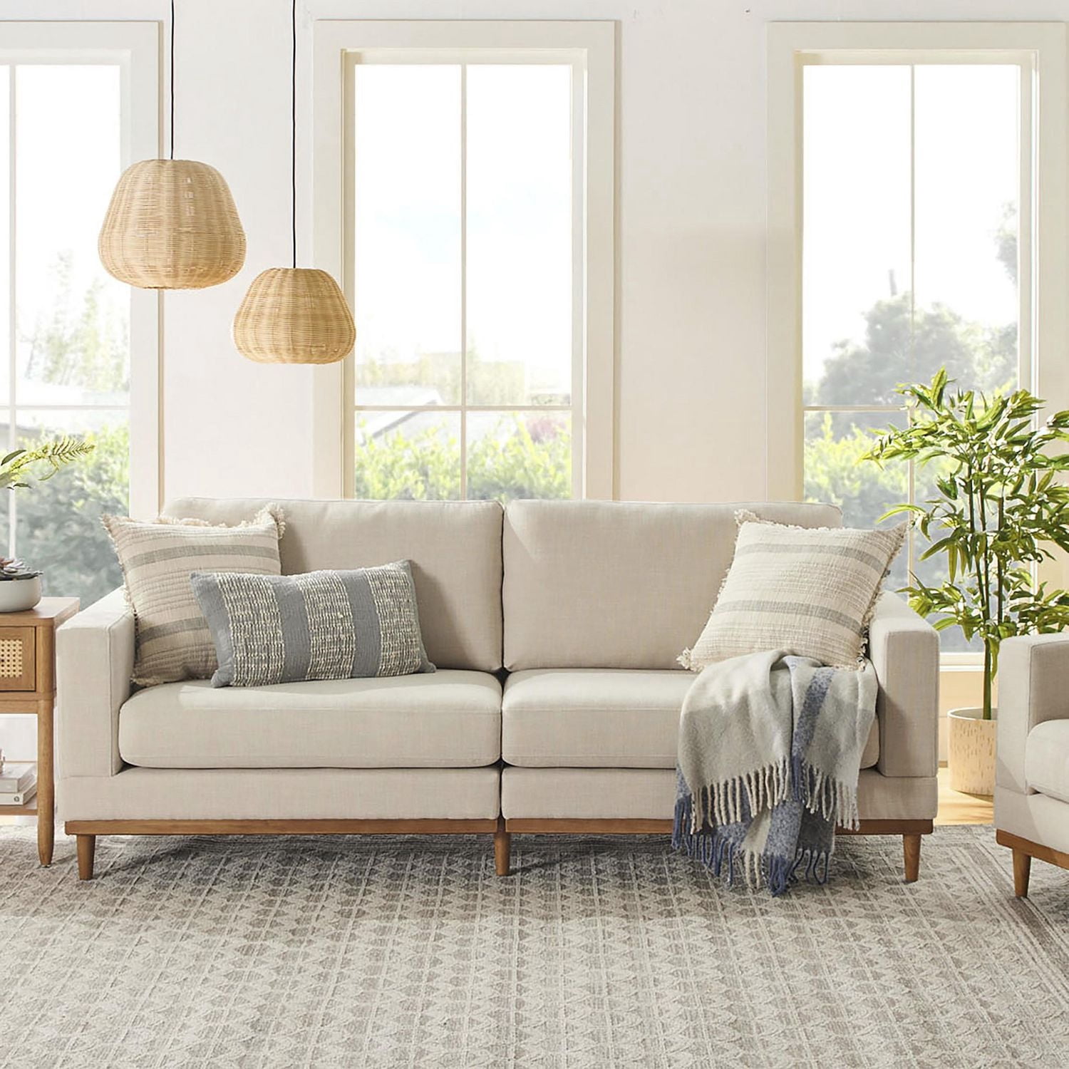 Better Homes & Gardens Springwood Wood Frame 83.46" Sofa, Light Honey