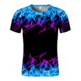 thumbnail image 3 of XZNGL Men Short Sleeve Flame Printing Round Neck Pullover T Shirt Blouse, 3 of 8