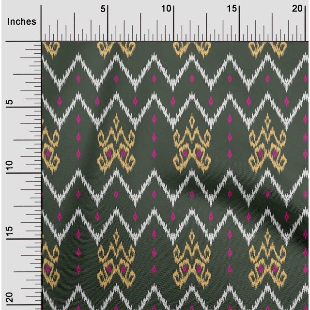 oneOone Cotton Cambric Fabric Paisley & Chevron Ikat Print Sewing Fabric BTY 56 Inch Wide