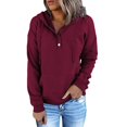 thumbnail image 1 of MesaSe Sweat à Capuche pour Femmes Manches Longues 1/4 Bouton Pull Violet, 1 of 3