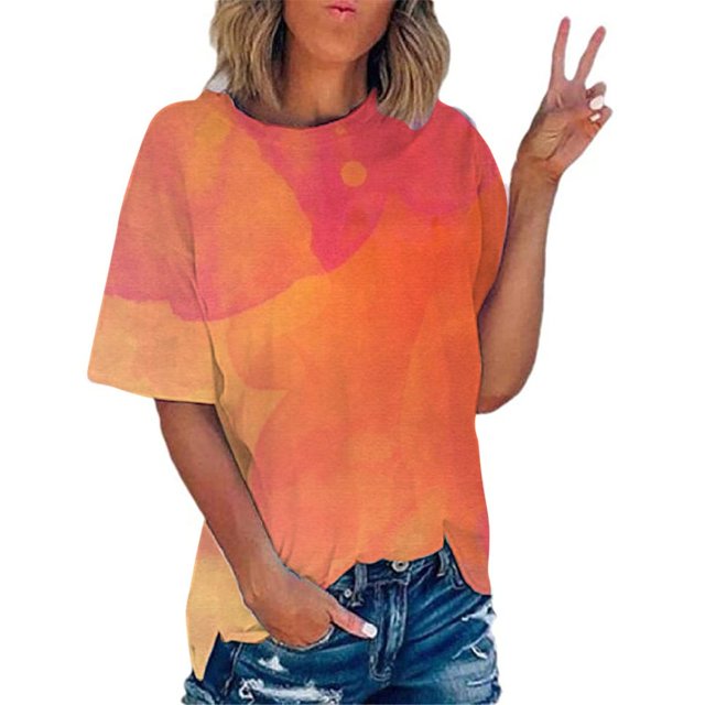 Wolfast T-Shirts pour Femmes Mode T-Shirt Imprimé Manches Courtes Blouse Col Rond Hauts Décontractés Manches Courtes Blouses pour Femmes