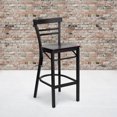 thumbnail image 4 of HERCULES Series Black Two-Slat Ladder Back Metal Restaurant Barstool - Mahogany Wood Seat, 4 of 6
