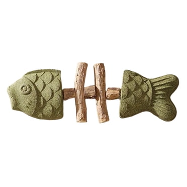 Dpityserensio Cats Toy Fish Bones Wood Plantainss Mint Teething Stick Simulated Fish Teething Durables Chew Stick