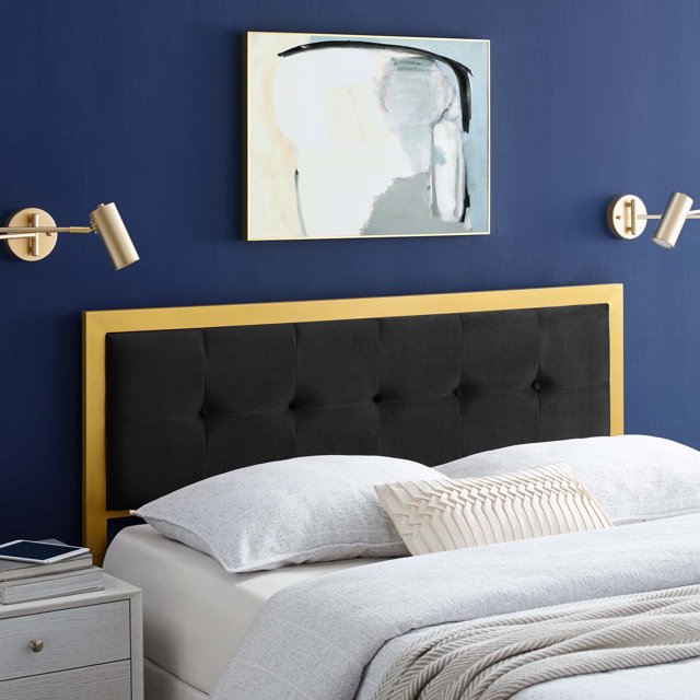 Modway Tête de Lit en Velours Performance Tufté King en Or Noir