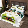 thumbnail image 1 of Cartoon Camper Coverlet Set Queen, Watercolor Rustic Style Bedspread Set 3Pcs for Kids Teens Adults Rv Decor,Happy Camping Theme Quilt Set Traveling Car Bedding Set with 2 Pillowcases, 1 of 3