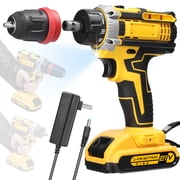 TFixol 21V Cordless 2-in-1 Electric Screwdriver and Drill with LED Light, Cooling System, and Bit Storage for Home, DIY, and Automotive Use (Includes 1300mAh Lithium Battery & Charger)