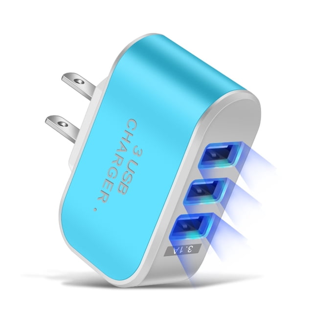 Cagogo under $5 USB Wall Charger, 3 Port USB Wall Charger, Fast Charging Adapter Block, Multi Port Travel Charger, Smartphone Tablet Charger, Compact USB Power Adapter