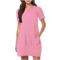 thumbnail image 1 of Timegard Robes de Maison pour Femmes Col Ras du Cou Manches Courtes Coupe Ajustée Couleur Unie Décontractée Confortable Robe Poches, 1 of 7