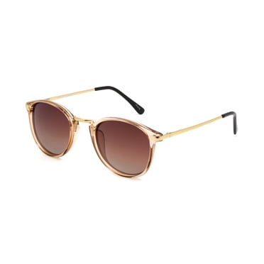Time & Tru Women's Polarized Beige Round Sunglasses