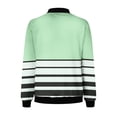 thumbnail image 4 of vdgthytj Fall Jackets for Women Long Sleeve Zip up Stand Collar Bomber Jacket Fall Trendy Color Block Striped Coat, 4 of 5