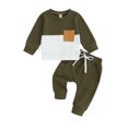 thumbnail image 1 of Fortune 0-3T Toddler Baby Boy Waffle Clothes Patchwork Sweatshirt Pullover Long Pants Infant Fall Winter Outfits, 1 of 6