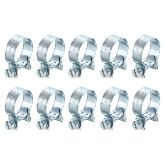 Unique Bargains 10Pack Mini Fuel Line Pipe Hose Clamp Clip, Adjustable 19-21mm, Zinc Plated