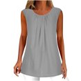 thumbnail image 2 of LSLJS Débardeurs d'Été Unis Décontractés pour Femmes, Coupe Ample, Plissés, Col Rond, Sans Manches, Camisoles pour Femmes, 2 of 9