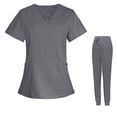 thumbnail image 2 of EQWLJWE Plus Size Women's Scrub Set, V-Neck, Jogger Pants, Clearance, 2 of 4