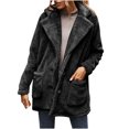 thumbnail image 2 of LSLJS Women Solid Color Long Sleeve Collar Plush Coat Fashion Warm Coat, 2 of 6