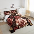 thumbnail image 3 of YST Red Peony Comforter Set Queen Size,Retro Floral Down Comforter For Girls Teens,Spring Rustic Garden Bedding Set,Oil Painting Style Quilt Set 1 Comforter with 2 Pillow Cases,Lightweight, 3 of 5