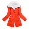 thumbnail image 4 of HBFAGFB Vestes d'Hiver pour Femmes Épaisses Chaudes en Peluche Col à Revers Ourlet Réglable Orange Taille TG, 4 of 4