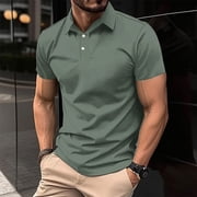 AherBiu T-shirt homme T-Shirts Button Casual Tee Tshirts d'été solide T-shirts ajustés pour homme
