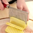 thumbnail image 5 of Potato Ripple Crinkle Cutter Wavy Chopper French Fry Slicer Vegetable Salad Chopping Stainless Steel Wavy Slicer Wavy Vegetable Cutter, 5 of 5