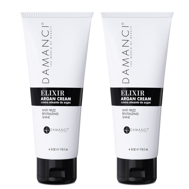 DAMANCI Elixir Crème à l'Argan, Crème Coiffante et Réparatrice 4 Oz (Lot de 2)