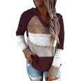 thumbnail image 1 of Womens Pullover Hoodie Sweaters Color Block Long Sleeve Sweatshirts Lounge Hoodie Tops, 1 of 8