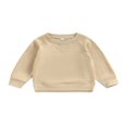 thumbnail image 1 of MesaSe Bébé Garçon Fille Solide Coton Pull Col Rond Manches Longues T-Shirt Tops Printemps Vêtements d'Automne Brun 2-3 Ans, 1 of 7