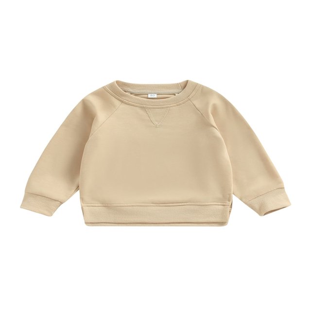 MesaSe Bébé Garçon Fille Solide Coton Pull Col Rond Manches Longues T-Shirt Tops Printemps Vêtements d'Automne Brun 2-3 Ans