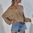 thumbnail image 4 of EGNMCR Cardigans pour Femmes, Chandails pour Femmes Mode Décontractée Col en V Manches Longues Tricoté Hauts Chandail Femmes, 4 of 8