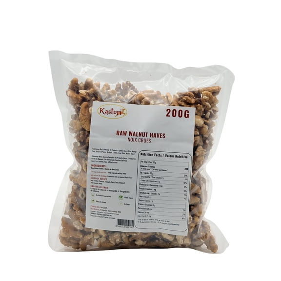 Kasturi Raw Walnuts Halves 200g, Unsalted Walnut Snack