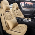 thumbnail image 2 of Maidao Car Seat Covers Leather for Subaru for Legacy 2003-Present 5 Seats Water Resistant Front Rear Cushion Protector with Pillow Beige, 2 of 9
