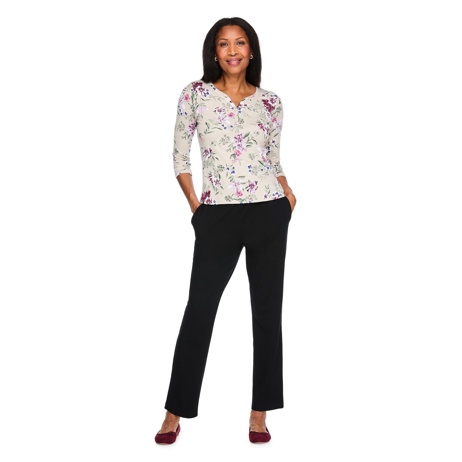 T-shirt Henley imprimé Karen Scott pour femmes