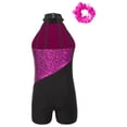thumbnail image 4 of Miaeowve Justaucorps de Gymnastique à Paillettes pour Filles Enfants Tenues de Danse Sans Manches Combinaison Courte Tremblante avec Couvre-Chef Rose Vif 6, 4 of 7