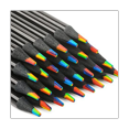 thumbnail image 1 of Wooden Rainbow Colored Pencils, 7 Color in 1 Rainbow Pencils, for Drawing Coloring Sketching, Multicolored Core, (12),12 x Rainbow Pencils,black, 1 of 8