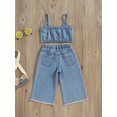 thumbnail image 4 of Faithtur 2Pcs Kid Girls Summer Outfits, Sleeveless Butterfly Embroidery Cami Tops + Jeans Set, 4 of 8
