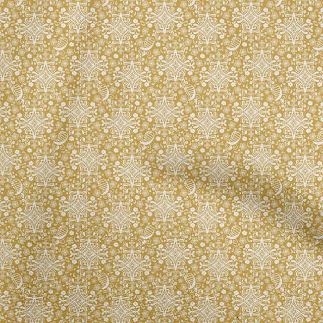 oneOone Rayon Yellow Fabric Asian Ornamental Craft Projects Decor Fabric Printed By The Yard 56 Inch Wide