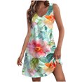 thumbnail image 2 of Ovzne Robes pour Femmes Robe d'Été Mode d'Été pour Femmes Poche Imprimé Sans Manches Robe à Col en V Robe de Printemps Imprimée Liquidation, 2 of 5