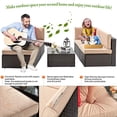 thumbnail image 3 of Vongrasig Ensemble de Mobilier de Patio 5 Pcs, Canapé Sectionnel d'Extérieur en Osier PE Brun Toutes Saisons, Petit Ensemble de Conversation pour Patio, Ensemble de Sofa de Jardin pour Patio avec Ottoman, Table en Verre, Coussin Rouge, Beige, 3 of 5