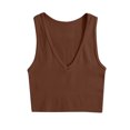 thumbnail image 1 of AherBiu Camisole Tops for Women Summer V Neck Low Cut Ribbed Knitted Slim Fitting Stretchy Solid Color Cropped Tank Tops, 1 of 3